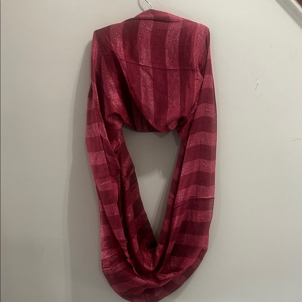Elegant Maroon Striped Scarf silk